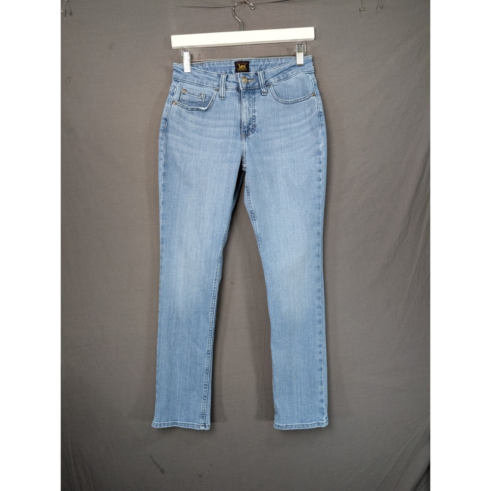 Lee Womens Mid Rise Straight Leg Jeans Light Wash Blue Denim 2M